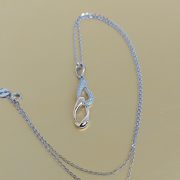 925 Sterling Silver Gold Plated Necklace 18" - Picture 6 of 7